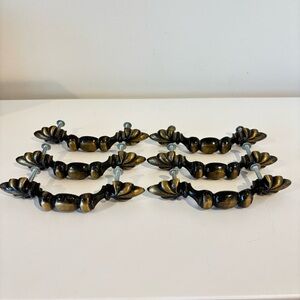 SET OF SIX Vintage French Provincial cabinet drawer pulls antique brass finish